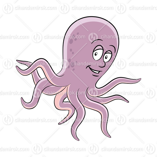 Cartoon Purple Octopus