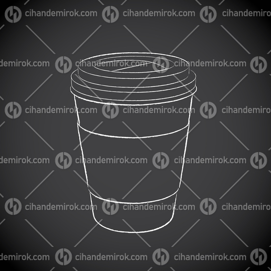 Chalkboard Drawing of a Paper Coffee Cup Icon on a Blackboard