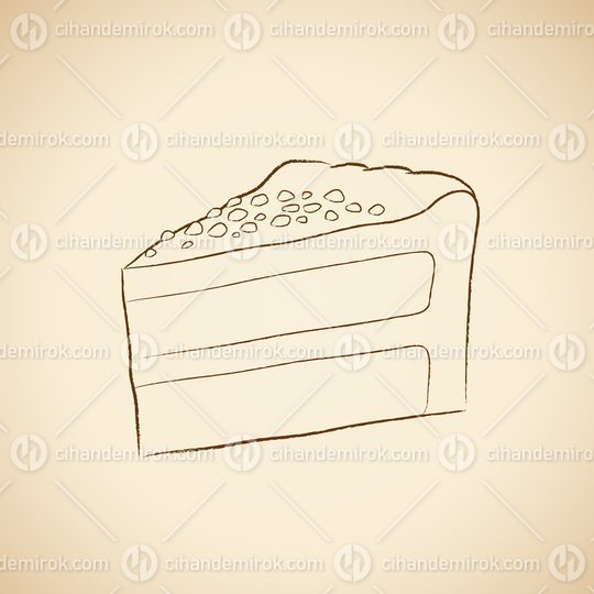 Charcoal Drawing of a Cake Icon on a Beige Background