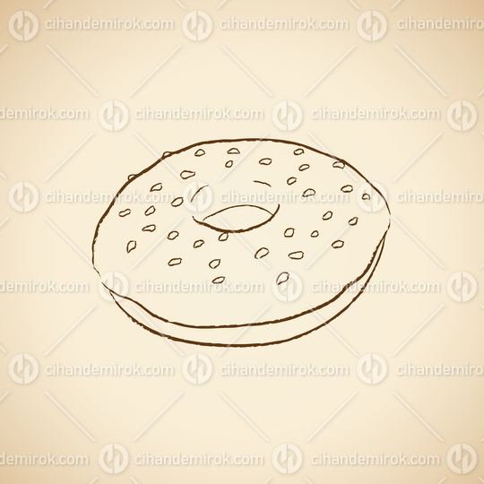 Charcoal Drawing of a Doughnut Icon on a Beige Background