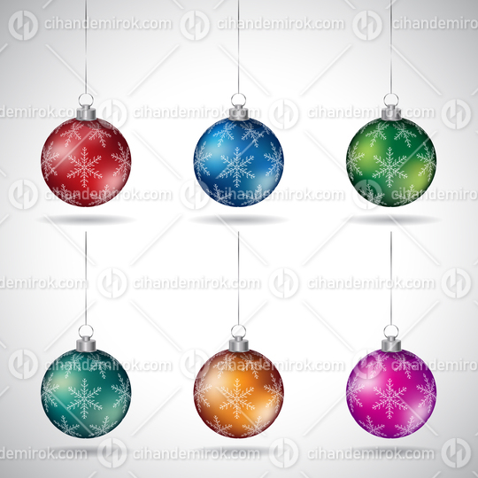 Christmas Balls with Snowflake Design and Silver String - Style 1