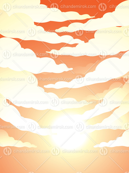 Cloudy Orange Sky with Bright Sun Light