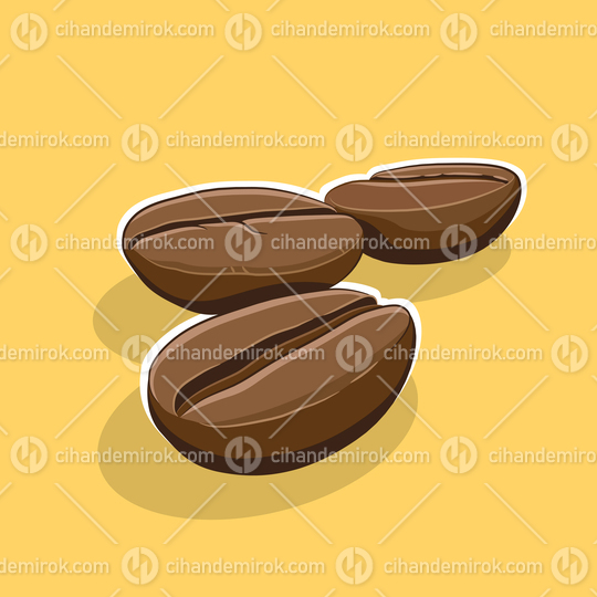 Coffee Beans Icon on a Yellow Background Vector Illustration