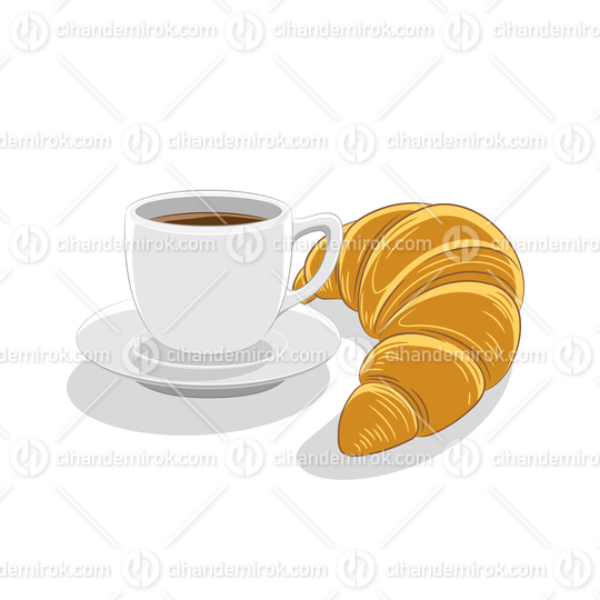 Coffee Cup and Croissant Breakfast Vector Illustration