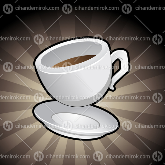 Coffee Cup and Saucer on a Dark Brown Background