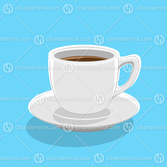Coffee Cup Icon on a Blue Background Vector Illustration