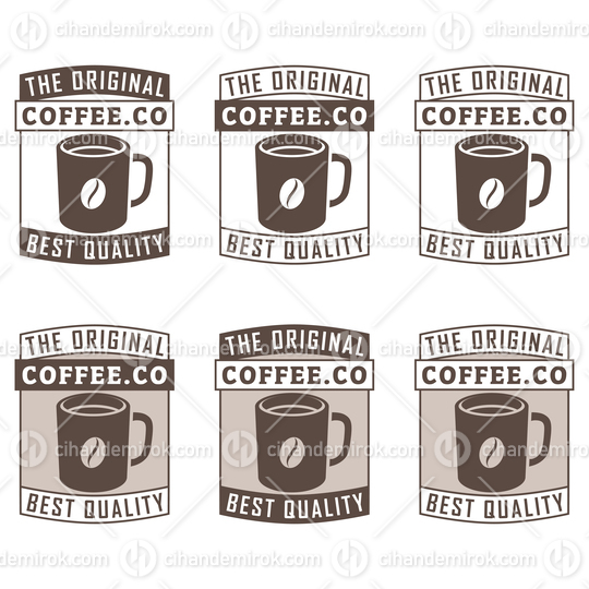 Coffee Mug and Bean Icons with Text