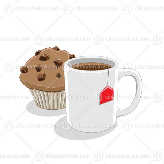 Coffee Mug and Muffin Breakfast Vector Illustration