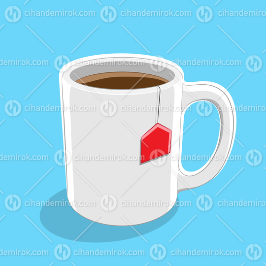 Coffee Mug Icon on a Blue Background Vector Illustration