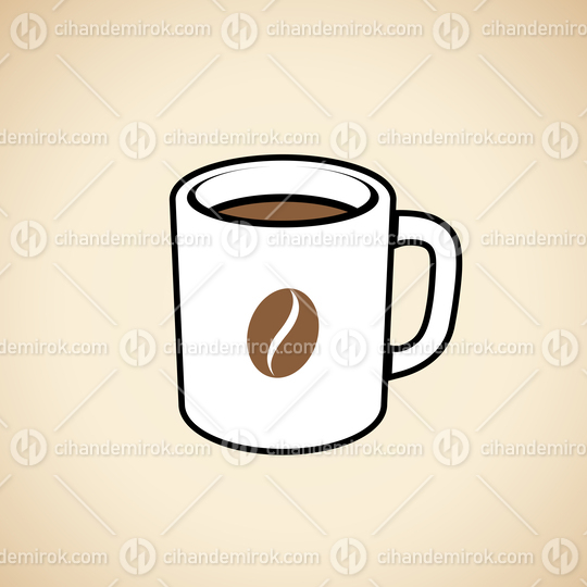 Coffee Mug with a Coffee Bean Icon isolated on a Beige Background