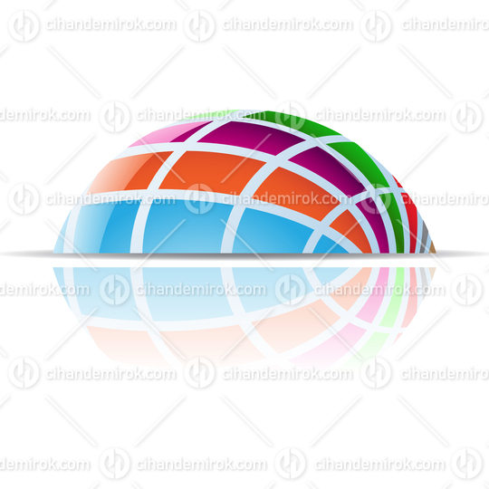 Colorful 3d Glossy Abstract Dome Icon with Rectangular Shapes