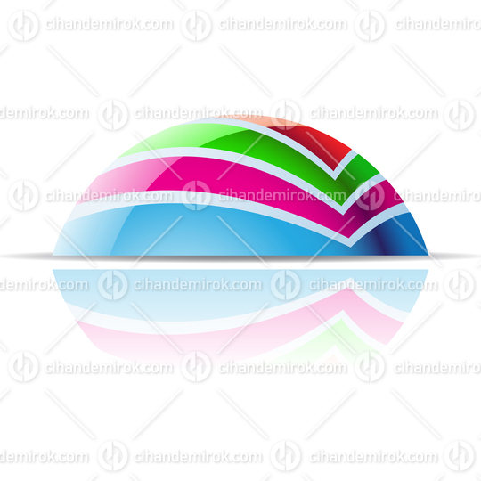 Colorful 3d Glossy Abstract Dome Icon with Reflection