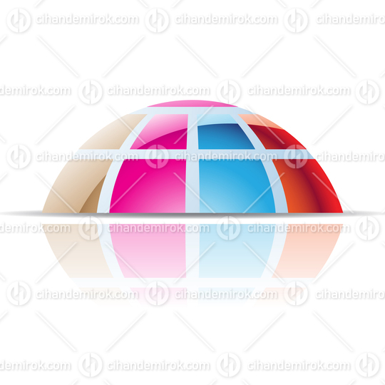 Colorful 3d Glossy Abstract Dome Icon with Square Shapes