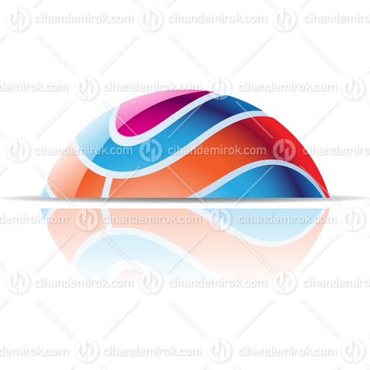 Colorful 3d Glossy Curved Abstract Dome Icon with Reflection