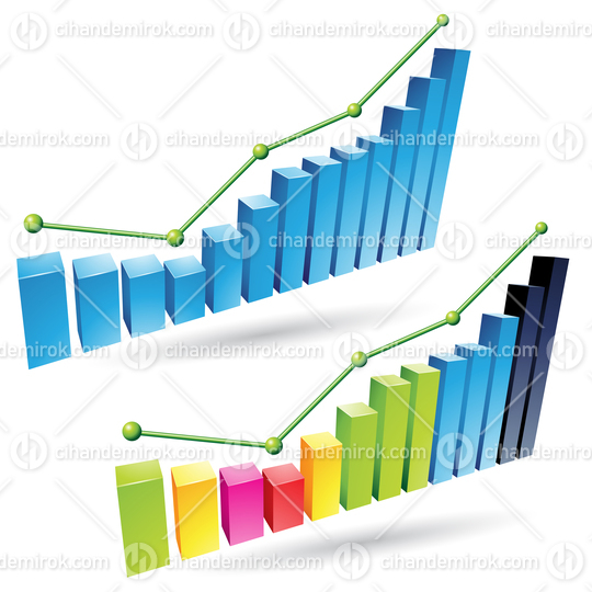 Colorful 3d Stat Bars Showing Growth