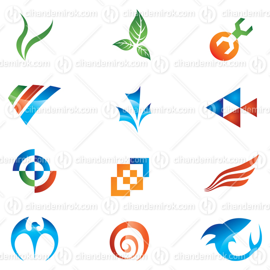 Colorful Abstract Icons of Various Design Elements
