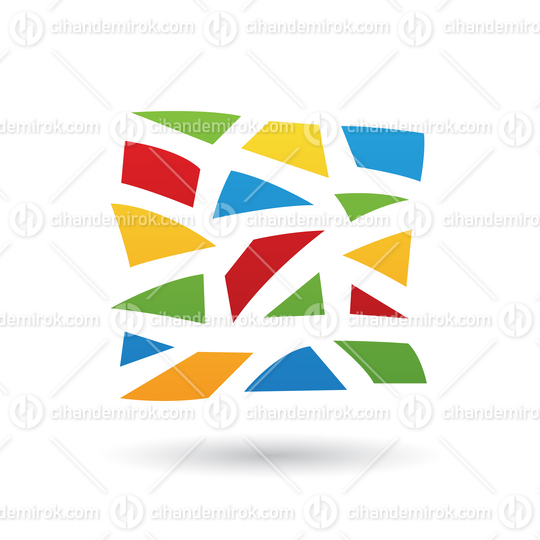 Colorful Abstract Mosaic Icon of a Shattered Square Shape