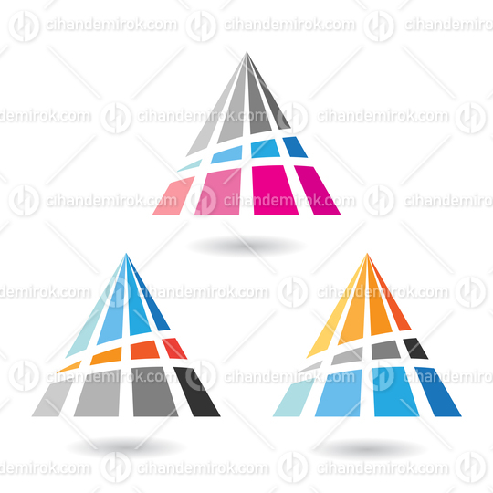 Colorful Abstract Pyramidical Striped Shapes for Letter A