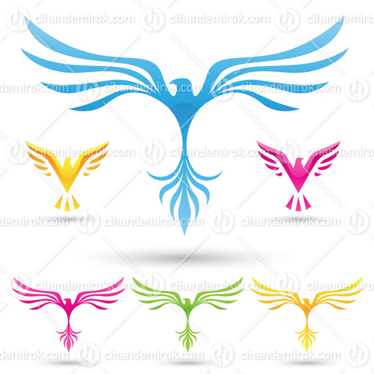 Colorful Birds with Big Wings Icons