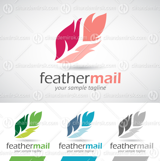 Colorful Cartoon Feather Logo Icons