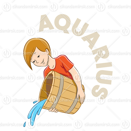 Colorful Cartoon of Aquarius Zodiac Sign