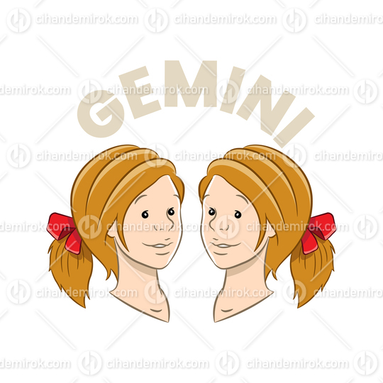 Colorful Cartoon of Gemini Zodiac Sign