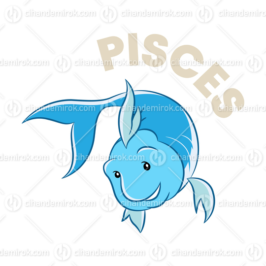 Colorful Cartoon of Pisces Zodiac Sign