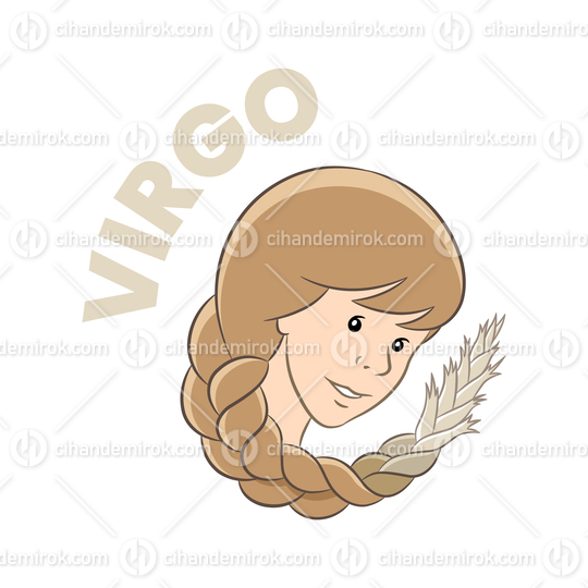 Colorful Cartoon of Virgo Zodiac Sign
