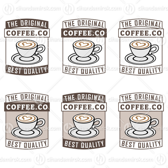 Colorful Coffee and Heart Icon with Text - Set 1