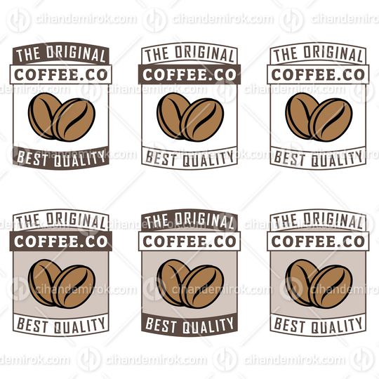 Colorful Coffee Beans Icons with Text - Set 1