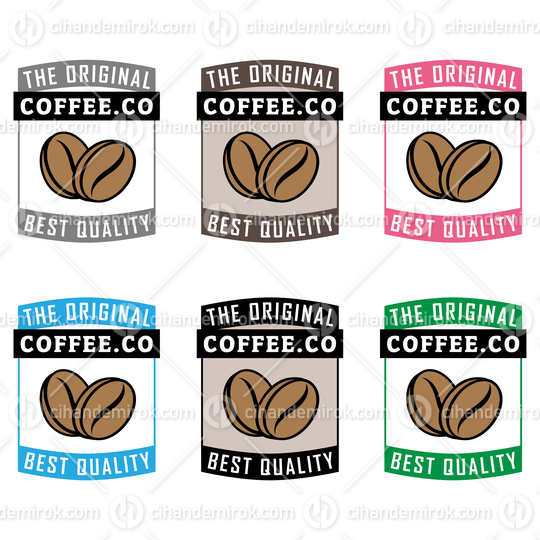 Colorful Coffee Beans Icons with Text - Set 2