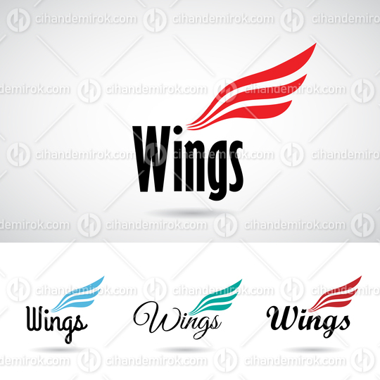 Colorful Curvy Wing Shaped Icon with Various Text Style Options