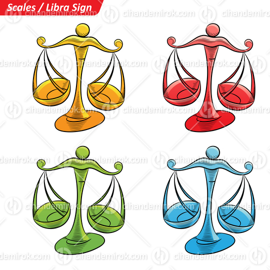 Colorful Digital Sketches of Libra Zodiac Star Sign