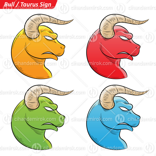 Colorful Digital Sketches of Taurus Zodiac Star Sign