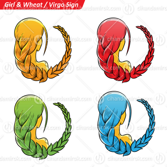 Colorful Digital Sketches of Virgo Zodiac Star Sign