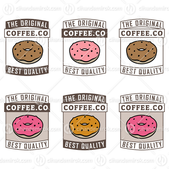 Colorful Doughnut Icon with Text - Set 1
