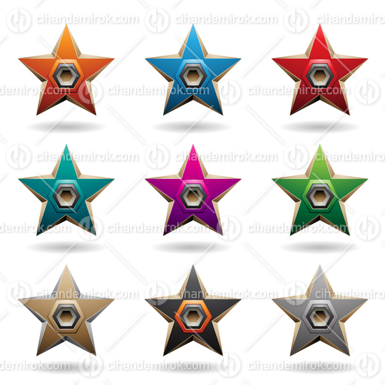 Colorful Embossed Stars with Hexagon Loudspeaker Shapes 