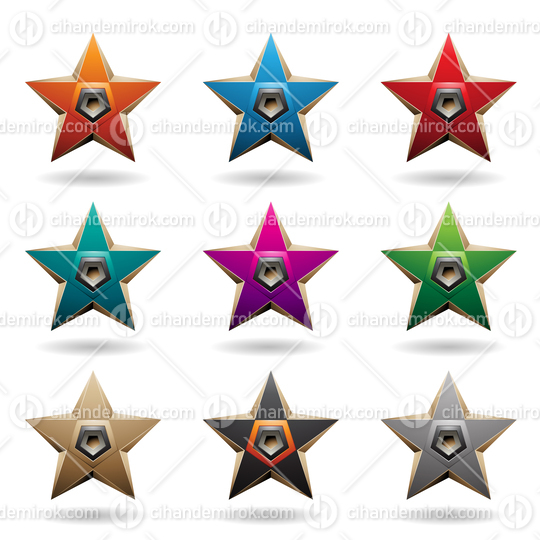 Colorful Embossed Stars with Pentagon Loudspeaker Shapes