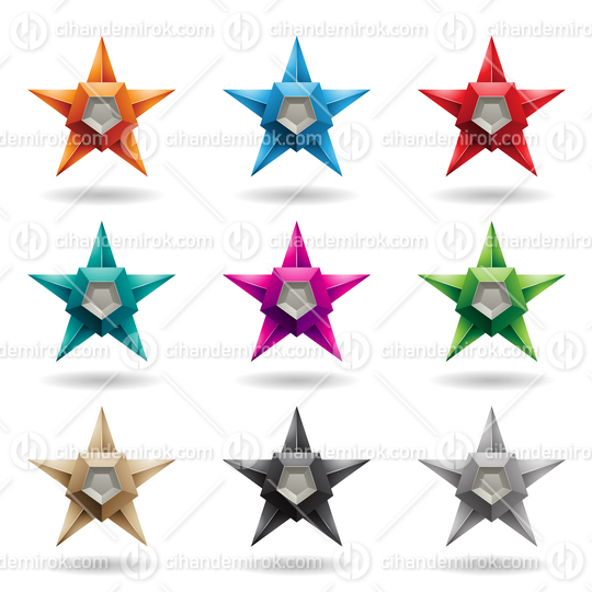 Colorful Embossed Stars with Pentagon Shapes