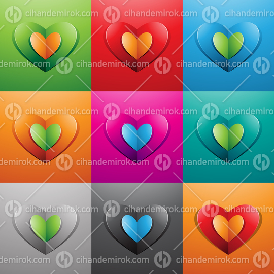 Colorful Folded Paper Hearts Vector Illustration