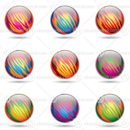 Colorful, Glossy Abstract Planet Like Spheres