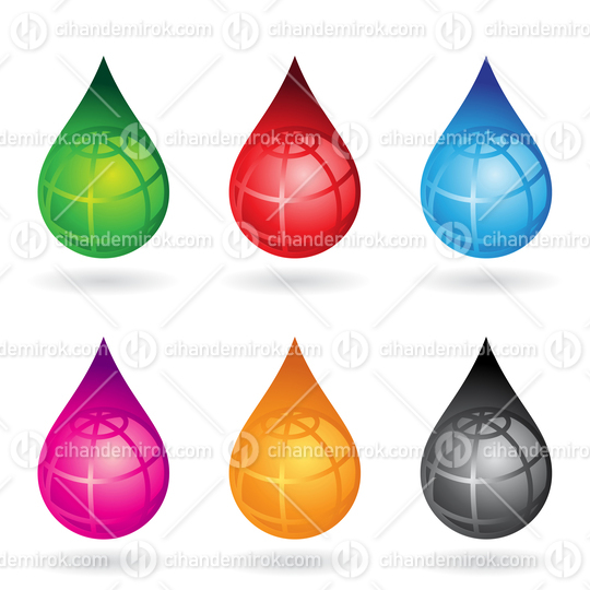 Colorful Glossy Globe Shaped Water Drops