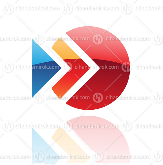 Colorful Glossy Striped Retro Abstract Logo Icon of a Play Button 