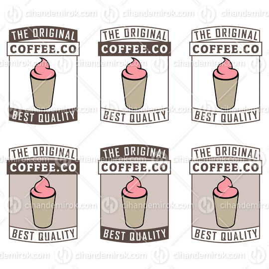 Colorful Iced Coffee Icon with Text - Set 1