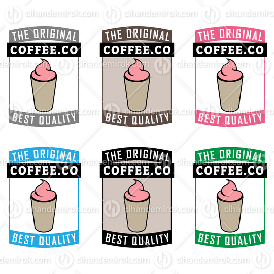 Colorful Iced Coffee Icon with Text - Set 2