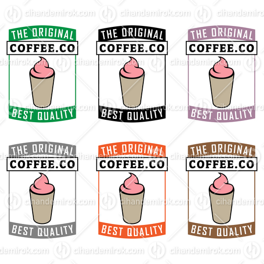 Colorful Iced Coffee Icon with Text - Set 3