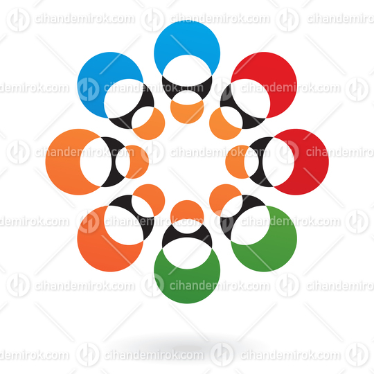 Colorful Intersecting Circles Abstract Logo Icon
