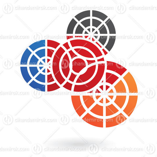 Colorful Intersecting Cogs or Gears Abstract Logo Icon