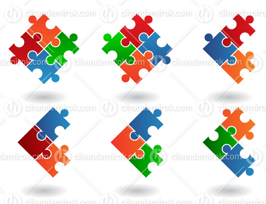 Colorful Jigsaw Puzzle Icons