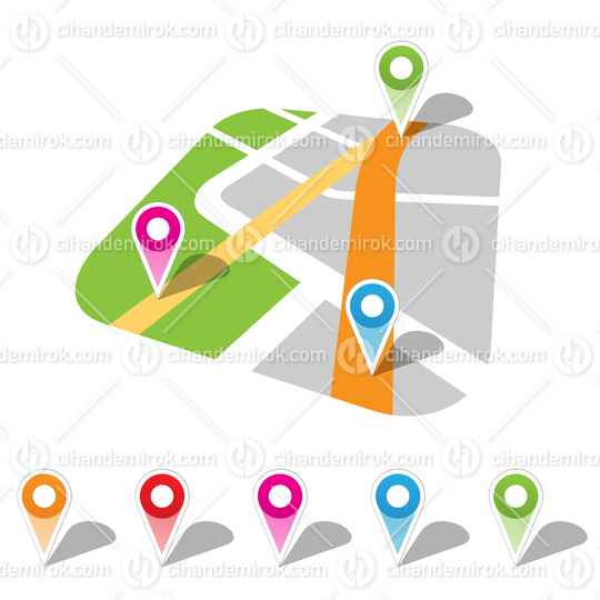 Colorful Map Markers Vector Illustration